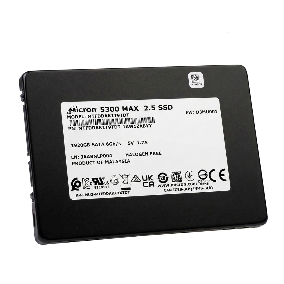 Micron 5300 MAX 1.92TB MTFDDAK1T9TDT SATA 6Gb/s 3D TLC 5 DWPD 2.5" SSD ...