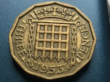 1953 Threepenny Elizabeth II British threepenny 3d