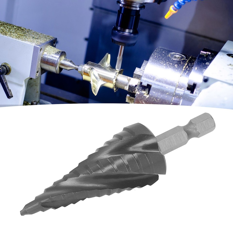 Step Drill Bit 4 Flute 1/4in Hex Shank 12 Step 3/16‑7/8in Spiral Drill ...
