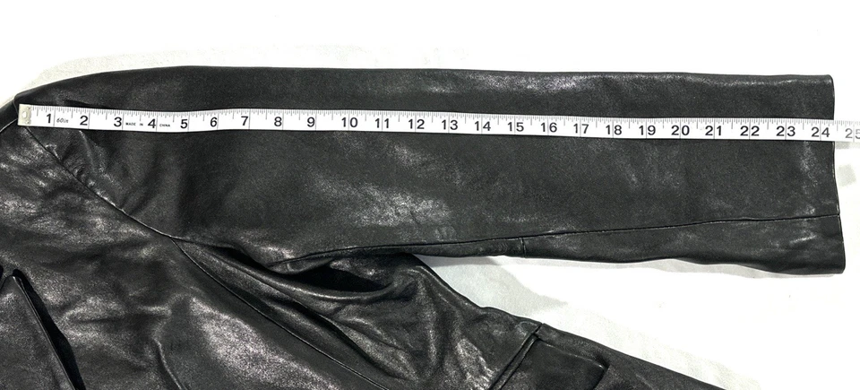 Chaqueta Blazer Alfani Mujer 1X Negra Cuero Genuino Botón Forrada Frontal Foto 4 de 4