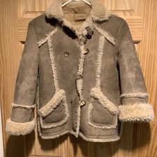 Vintage Made In France Les Durs A Cuir Shearling Bomber Style Jacket Kids Size M