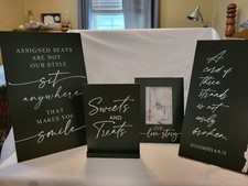 Wedding Table Signs Black  white