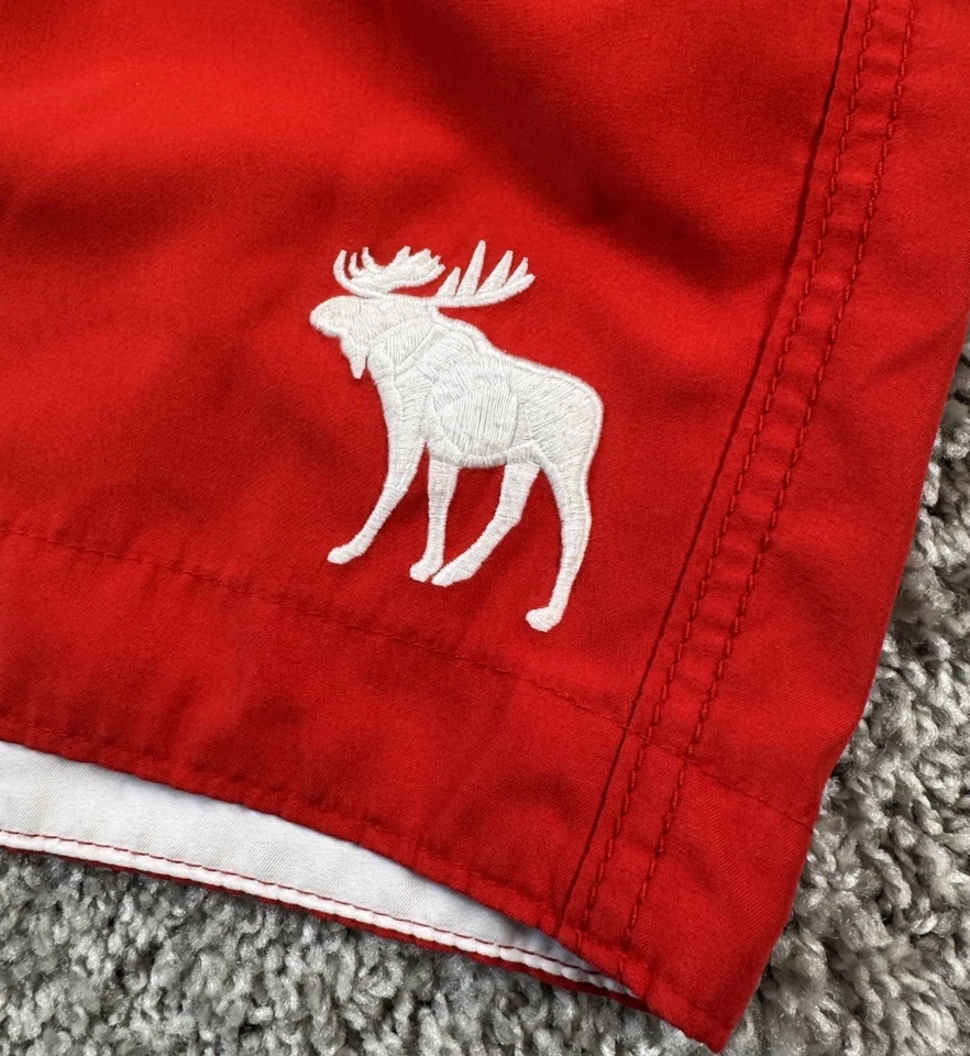 Abercrombie & Fitch Mens Lined Swim Trunks Big Moose Red Y2K Medium - Image 2 of 4