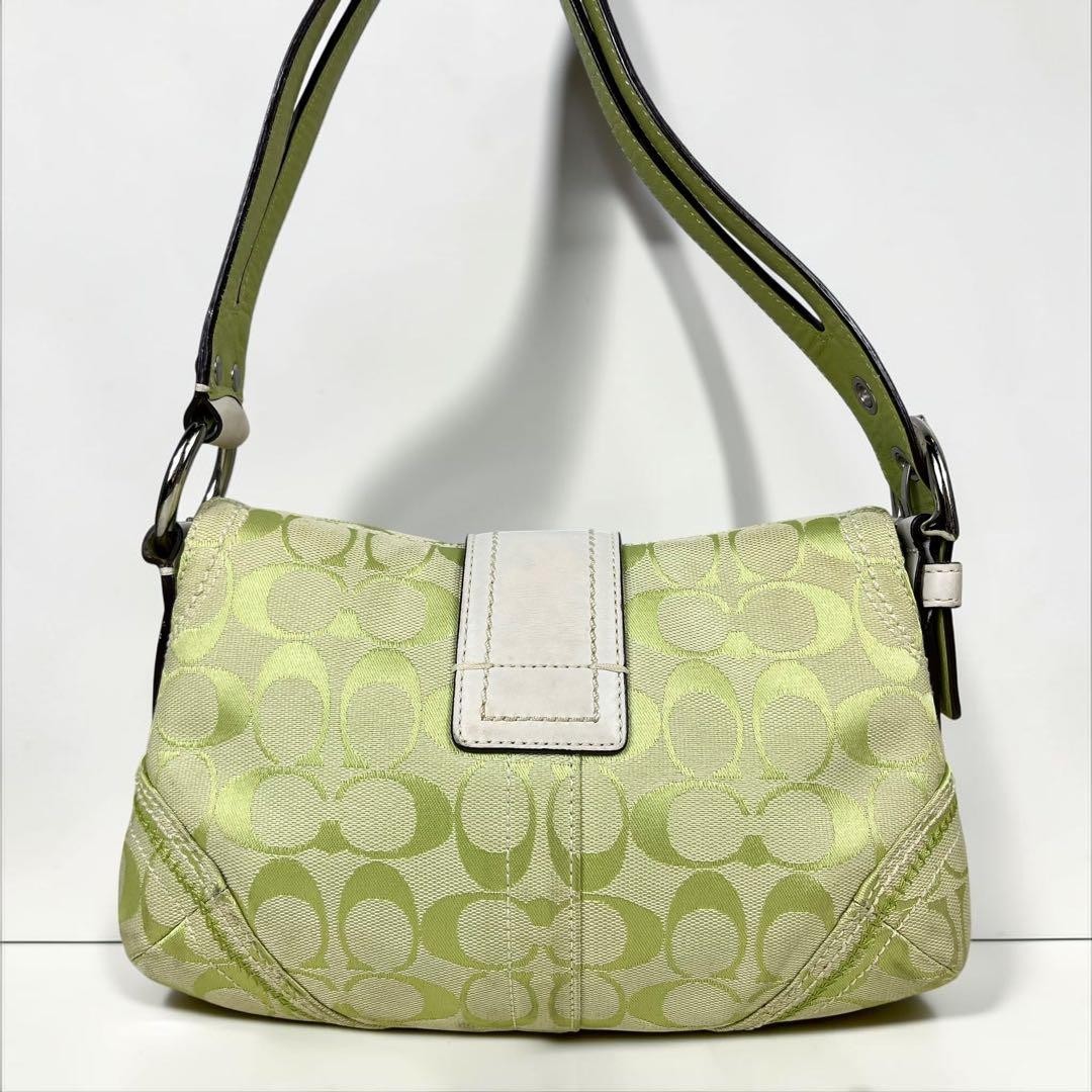 Coach Soho Signature Shoulder Bag Green White Leather… - Gem
