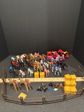 Lot of Vintage Playmobil Lot Of 25 Horses With Extras - See Photos