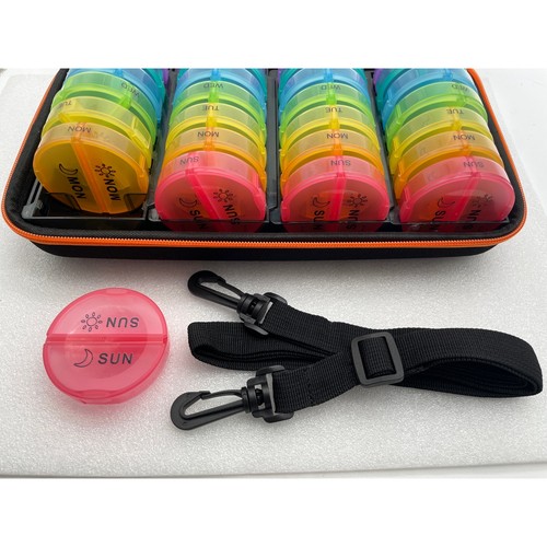 Monthly Pill Organizer 2 Times/Day with Pill Boxes & Case BPA-Free - Picture 3 of 5