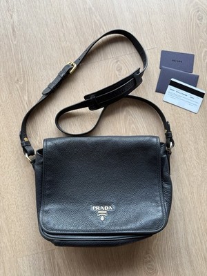 Prada 1BD091 Pattina Vitello Phenix Nero - Original - mit Karte und Staubbeutel