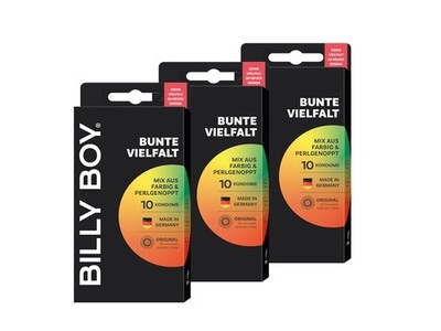 BILLY BOY BUNTE VIELFALT 10ER (3er Pack) 52 mm | Mix aus Farbig und Perlgenoppt