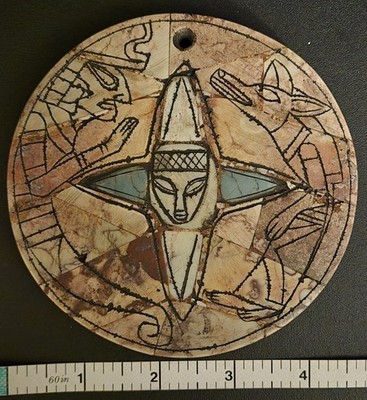 Ojuelos De Jalisco Authentic Ancient Alien Stone Carved Mosaic 4 1/2in Disk  