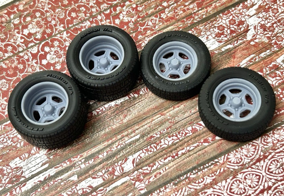 1/24 Scale: 15-inch “Billet Street Lites” Resin Wheels W/ Wide Rear ...