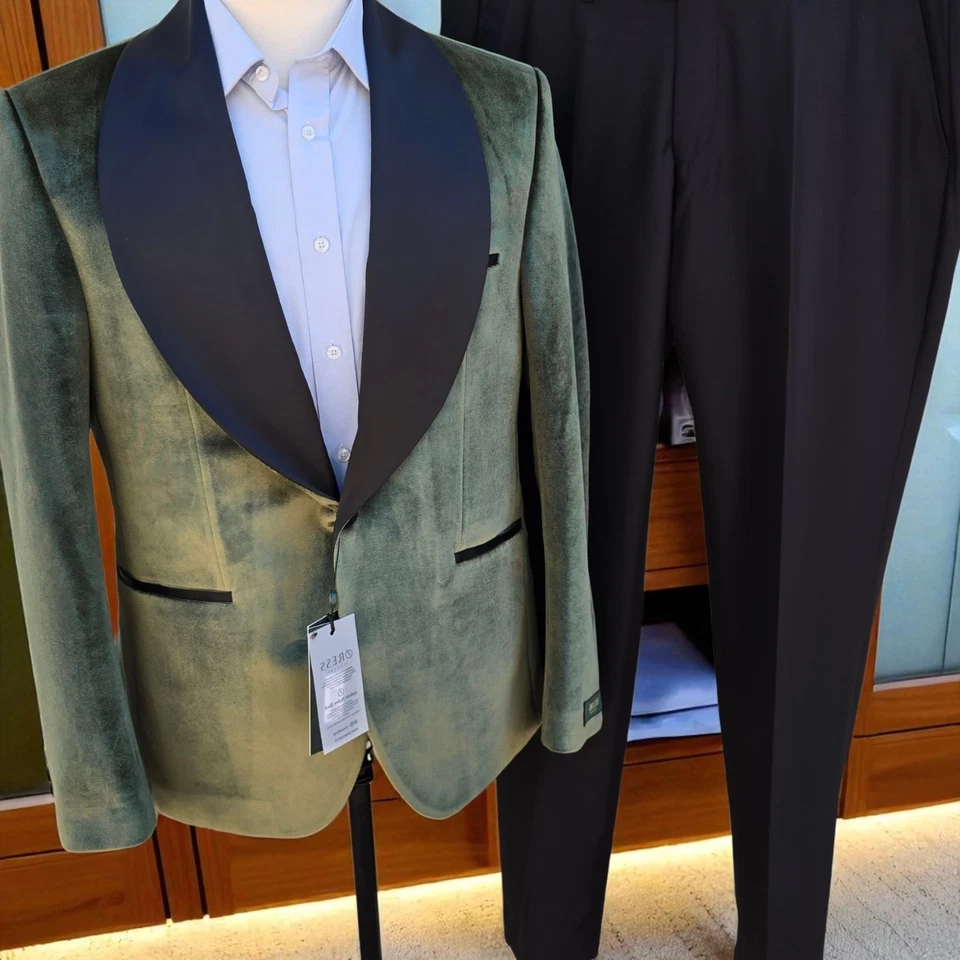 New Mens Shawl Collar Tuxedo 44r Slim 38x33 Velvet Like - Image 4 of 4