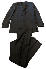 2PC Ermenegildo Zegna Black Wool Tuxedo Suit 52/US 42L Slacks 34x33 Formal Tux