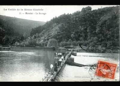 REVIN (08) BARGE & WOOD DEPOT at the animated dam in 1910