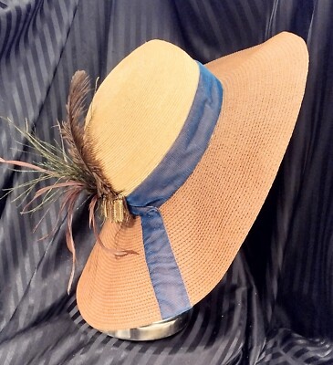 Women\'s Designer Sun Hat Vintage Erte\' Era Wide Brim, Feathers, Multicolored Wide Brim Vintage Hats for Women 1930s Decade for sale | eBay main image 4