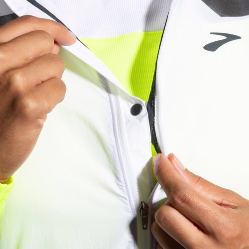 Brooks Run Visible Convertible Womens Running Jacket White Hooded Hi Vis Ladies - Picture 7 of 10