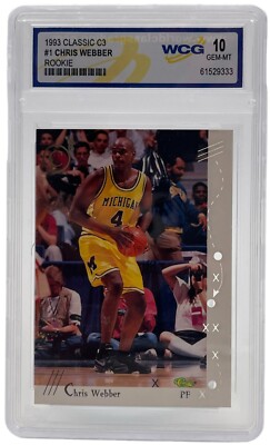 1993 Classic C3 CHRIS WEBBER #1 ROOKIE card WCG 10 GEM MINT Michigan Sacramento