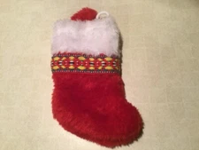 Christmas Mini Stocking, 5.5 x 3, with a trim, red and white/ pink