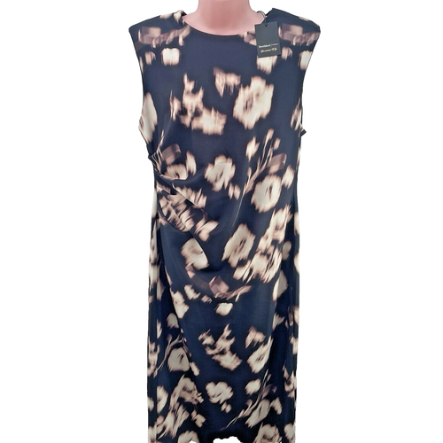 River Island Sleeveless Midi Shift Dress, Size UK 16, Black Blur Floral, RRP £40 - Picture 1 of 20