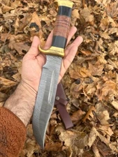 18" Custom Handmade Damascus Steel Hunting Crocodile Dundee Survival Bowie Knife