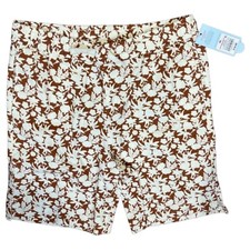 Cat Jack Boys Tropical Elastic Waist Drawstring Pull On Shorts Brown Size XL