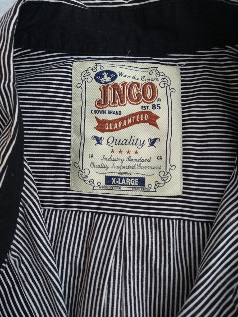nyalon Vintage JNCO Mens Shirt XL, Long Sleeve, Button, Black/ White