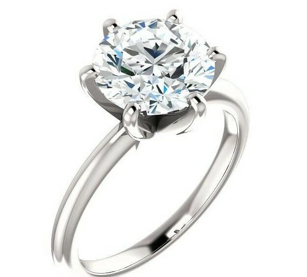 2.00 Carat (8mm) Moissanite 6 Prong Solitaire Ring in 14k Gold Charles & Colvard - Image 3 of 4