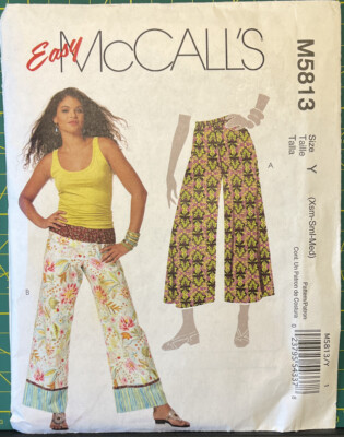 UNCUT SIMPLE ELASTIC-WAIST PANTS IN TWO LENGTHS - McCall's 5813, Xsm-Sml-Med