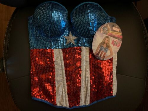 NWT Marvel American Dream Sexy Sequin Corset Bustier Women's Small/Medium - Picture 1 of 2