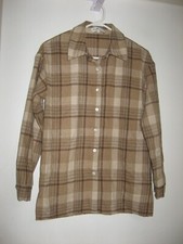VALERIA LABEL BROWN CHECK LONG SLEEVE BUTTON UP FLANNELETTE SHIRT SIZE 8