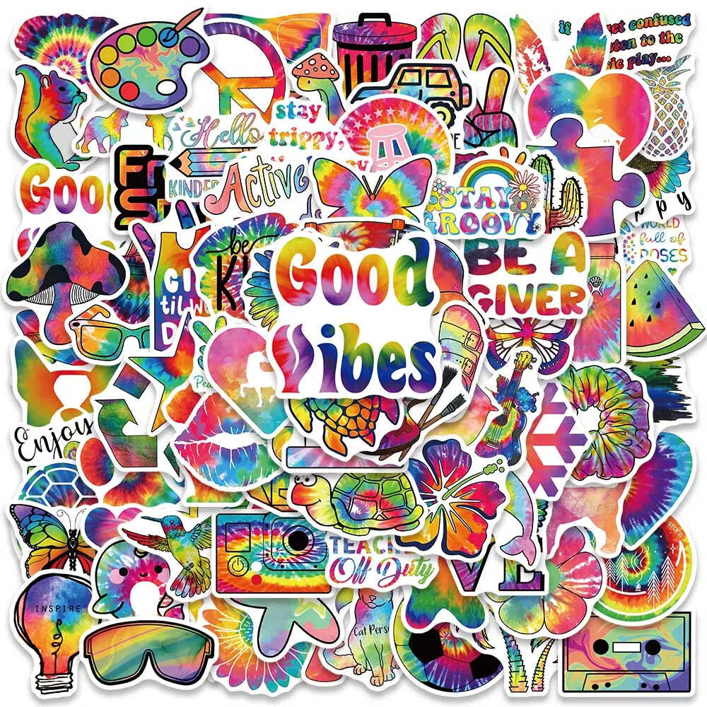 50/100PCS Hippie Trippy Rainbow Psychedelic Graffiti Stickers for Laptop Motorcy