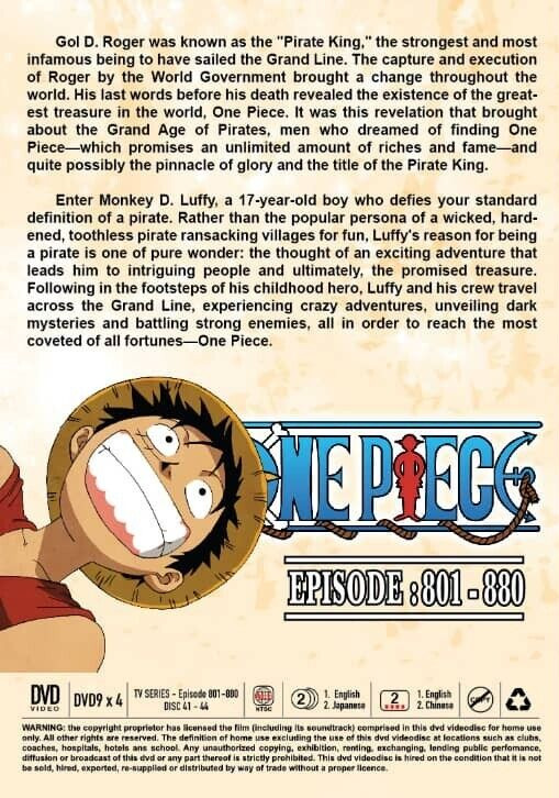 One Piece Eps 801-880. Dual audio. English Dub. English & Chinese  Subtitles.