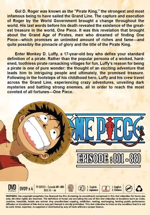 One Piece Eps 801-880. Dual audio. English Dub. English & Chinese Subtitles.