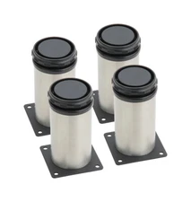 Brushed Satin Nickel  Furniture Leg Extensions Adjustable Feet Round 2"Dia 4/set