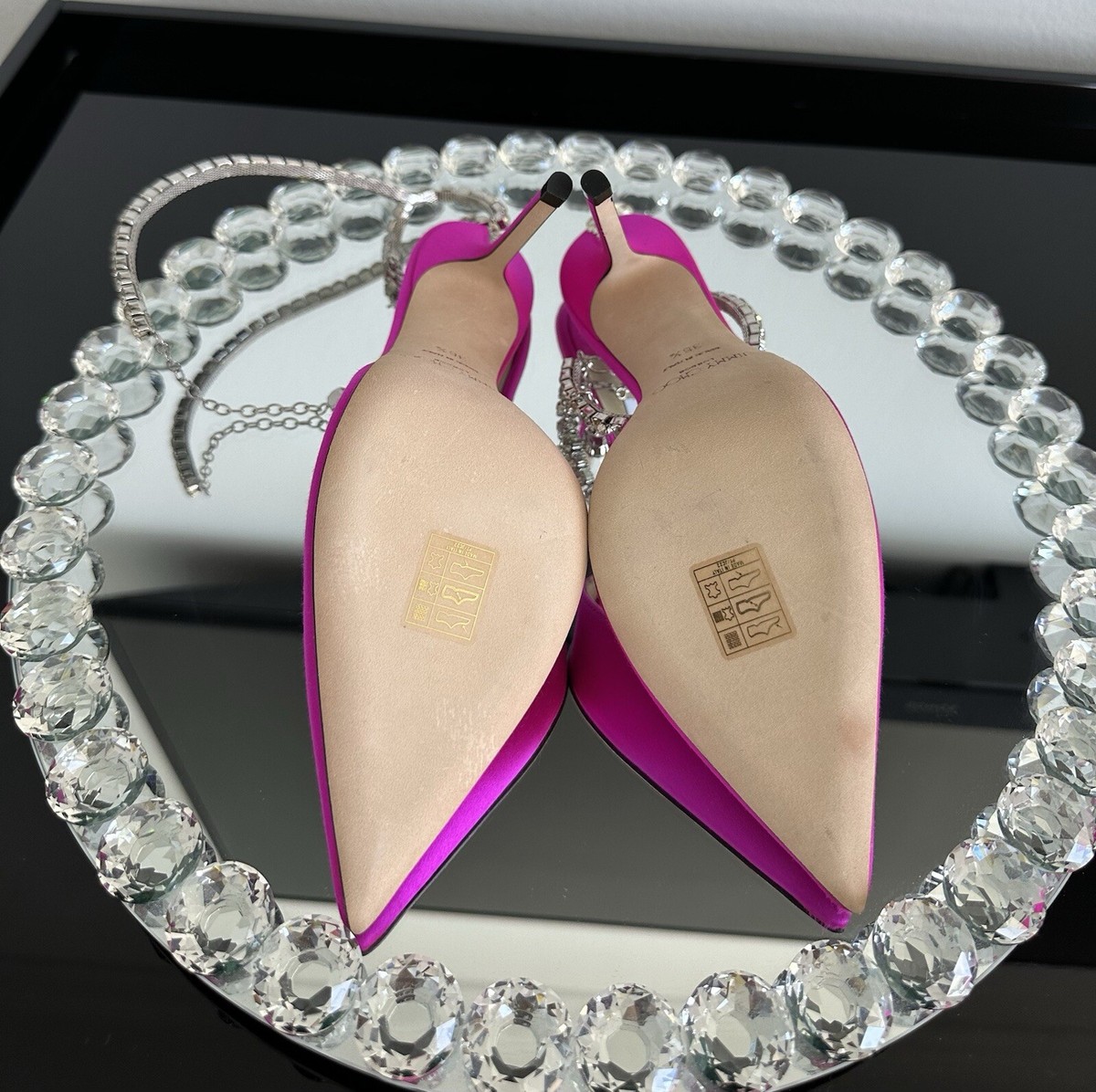 $1125 New JIMMY CHOO Pink Satin 36.5 SAEDA Crystal Ankle $1125 New JIMMY CHOO Pink Satin 36.5 SAEDA Crystal Ankle