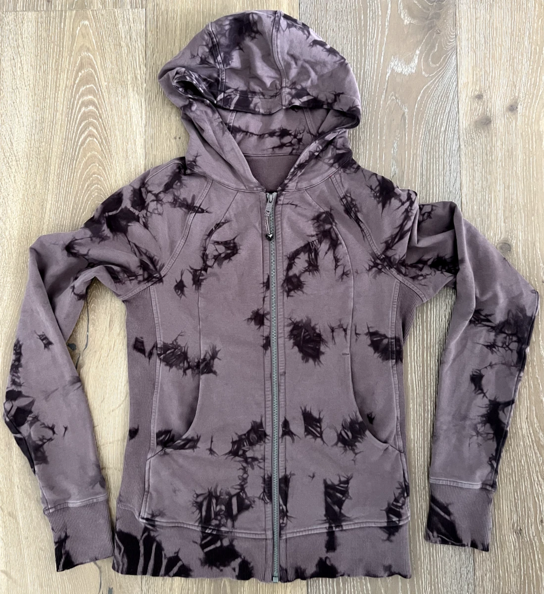 Lululemon Scuba Hoodie Cotton Fleece Shibori Tie Dye Cranberry Sweatshirt Sz 6