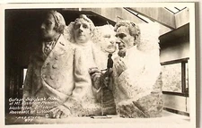 Gutzon Borglums Model Mt Rushmore Memorial RPPC Roosevelt Lincoln