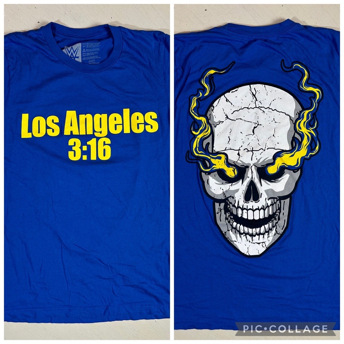 WWE Stone Cold Steve Austin 3:16 Los Angeles Mens SMALL Blue