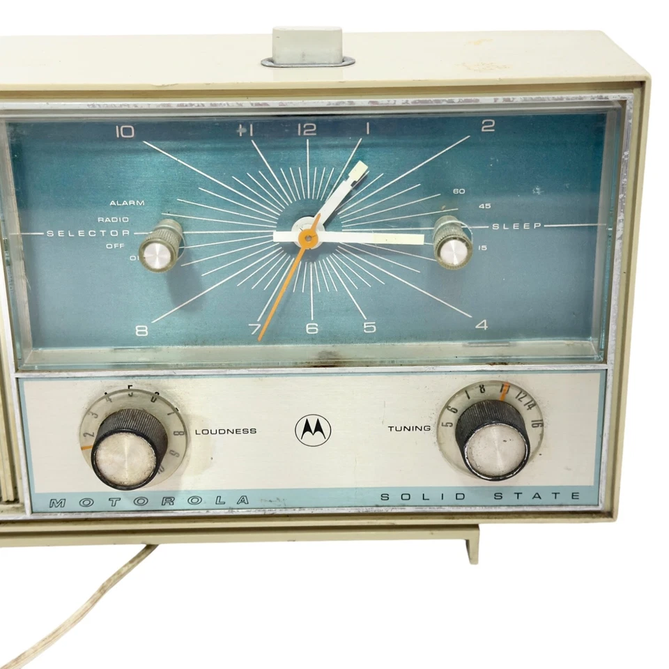 Radio despertador vintage Motorola XC22DH-1 estado sólido AM probado leer Foto 2 de 4