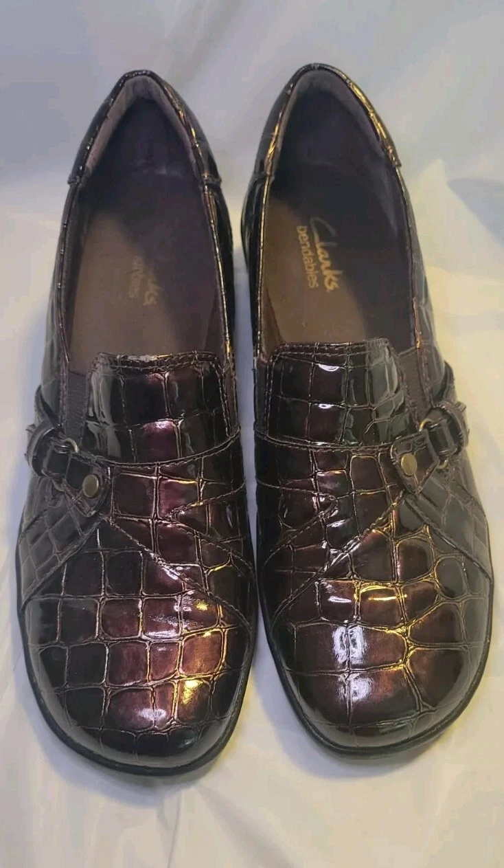 Mocassino donna Clarks rame marrone zoccoli dettaglio fibbia 8 comfort 1 pollice plateau