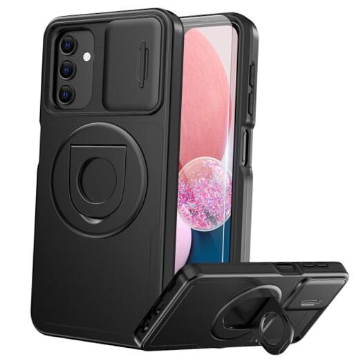 for Samsung Case with Sliding Camera Lens Cover and Galaxy A25 Black Magnetic