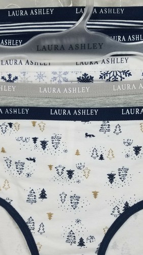 Laura Ashley 5 Cotton Spandex Hipsters L White Snow Winter, Solid Navy Gray More - Picture 5 of 5