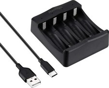 USB AA AAA Battery Charger - 4 Bay Individual Battery Charger with Fast Charging