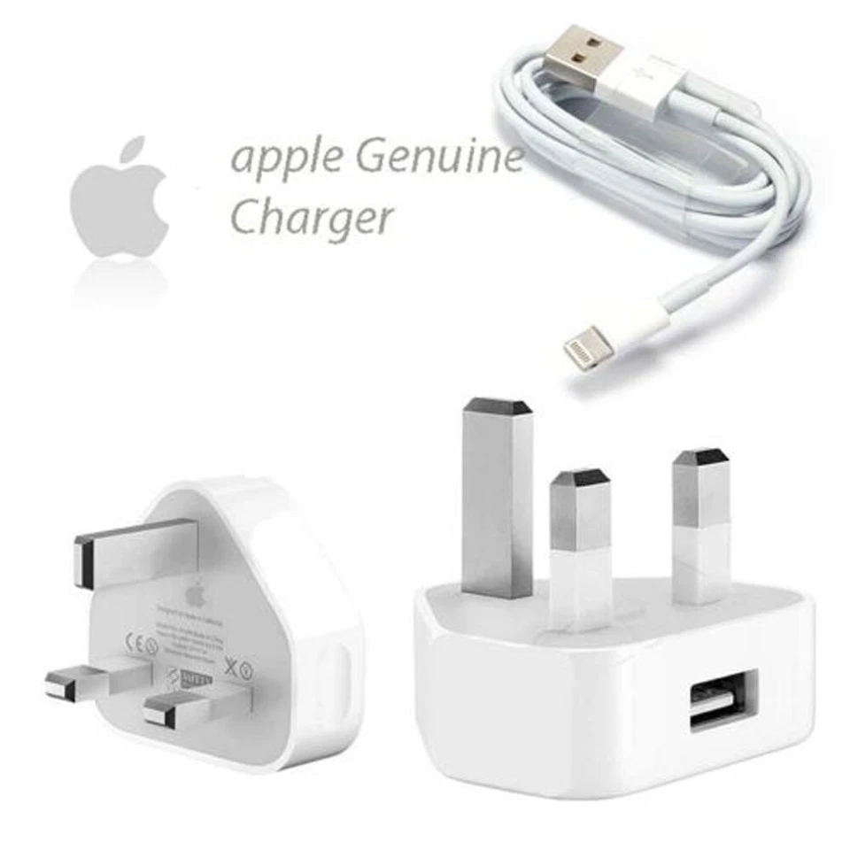 Genuine Apple Charger Plug & Data Cable Apple IPhone 5 6 7 8 X XR 11 12 13 14 SE - Image 2 of 2