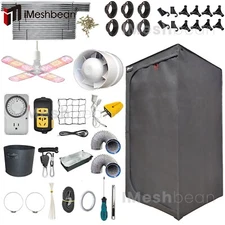 48"x48"x80" Grow Tent Kit w/LED Full Spectrum Grow Light+Fan+Timer+Various Tools