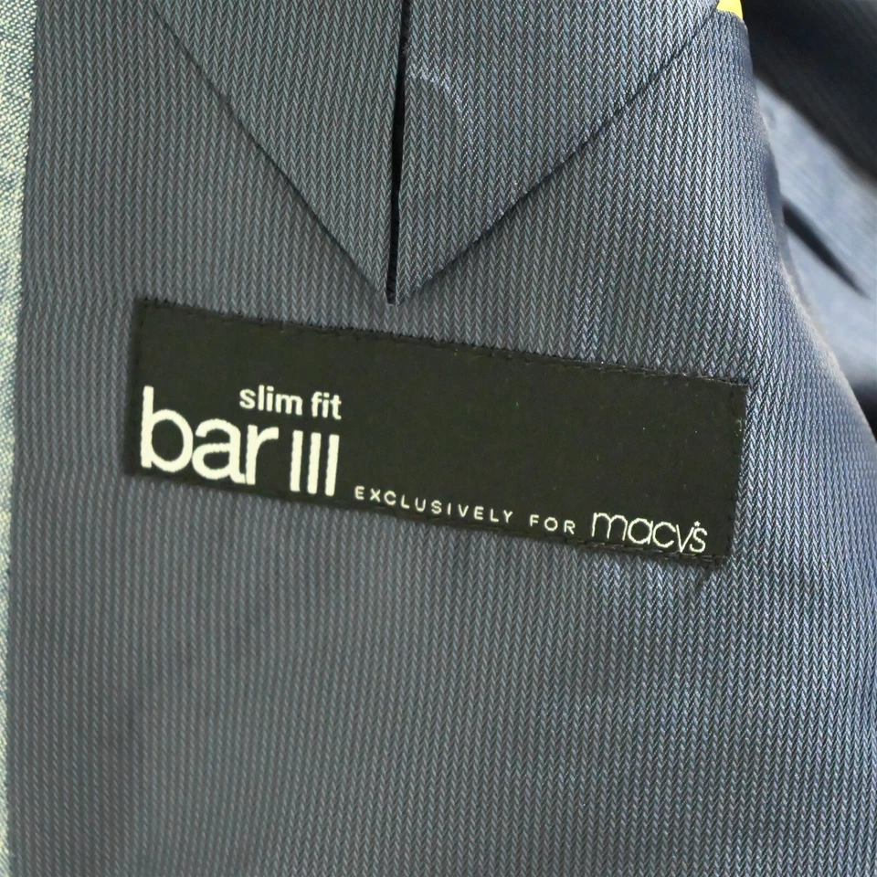 Blazer Bar III Slim Fit 46R Azul Lino Algodón Cambray Traje Chaqueta Abrigo Deportivo Foto 4 de 4