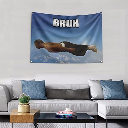 Bruh Flying Midget Flags Cool Meme Flag Man Cave Frat Hanging Art