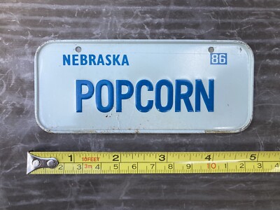 VINTAGE MINI USA METALL FAHRRAD KENNZEICHEN NEBRASKA POPCORN SCHWINN STINGRAY
