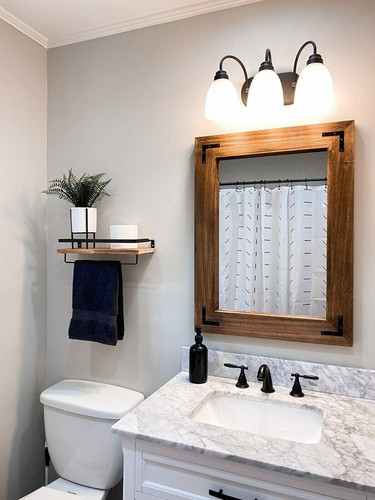 Bathroom Vanity Mirror Large Rustic Farm Country Cabin Wood Vintage Style 32x24 - Picture 8 of 24