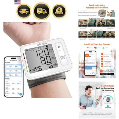 #ad Push Wrist Blood Pressure Monitor Digital Bluetooth Blood Pressure Machine w... $48.99