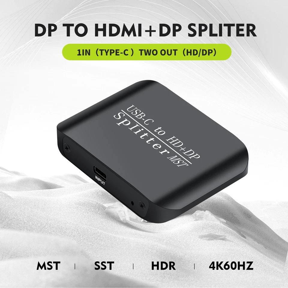 USB-C TO HDMI+DP Adapter 4K@60hz Splitter Extended Display for MacBook/Pro - Image 3 of 4